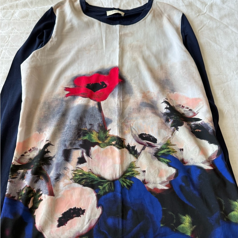 Paul Smith Floral Long Sleeve Top - Red, Blue, White
